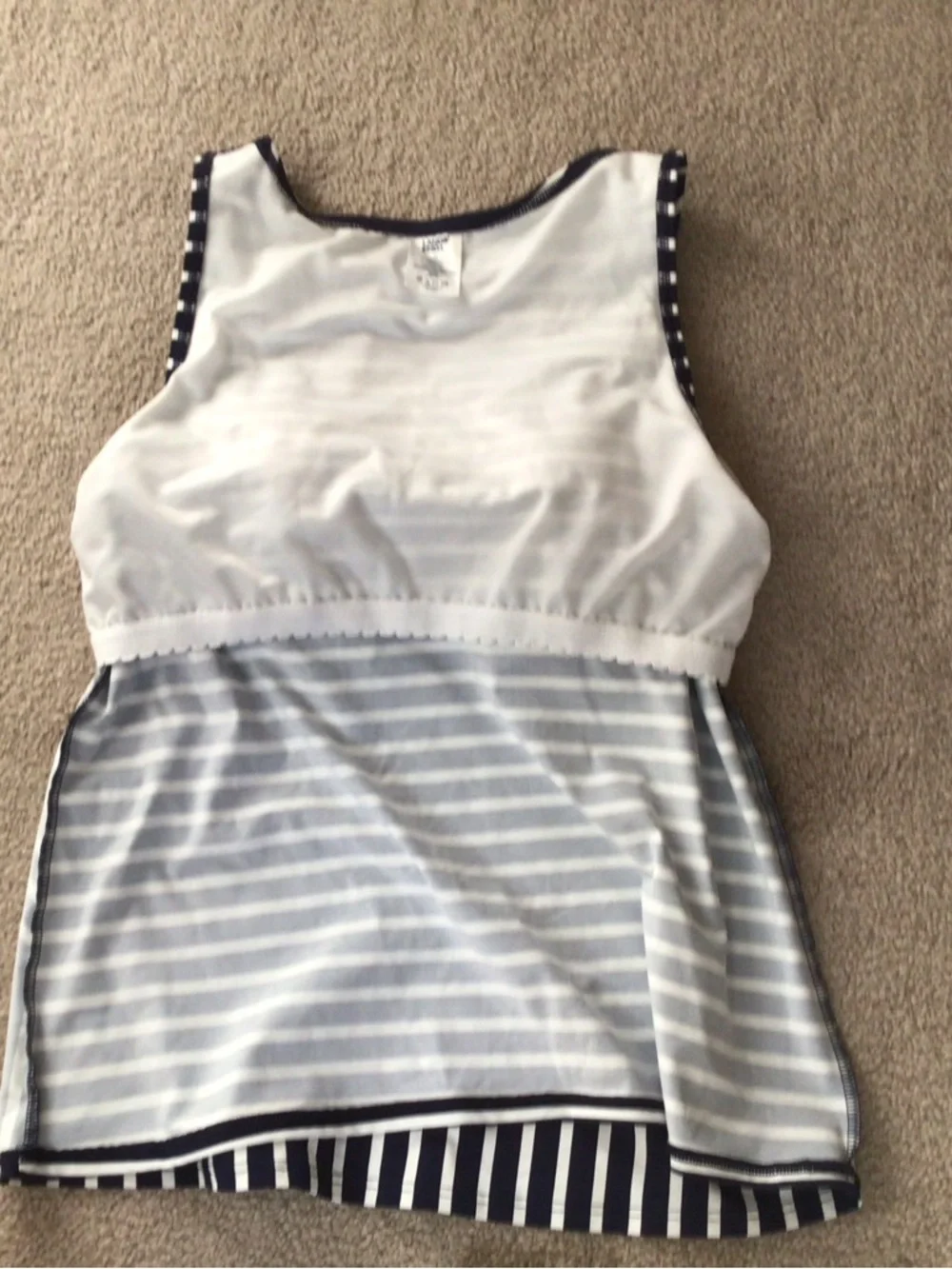 LANDS’ END TANKINI TOP- NAVY AND WHITE MIXED DIAGONAL STRIPE- SIZE 14 - Picture 7 of 7